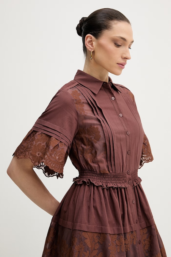 Silvian Heach rochie de vară FISIA maro GPP26296VE