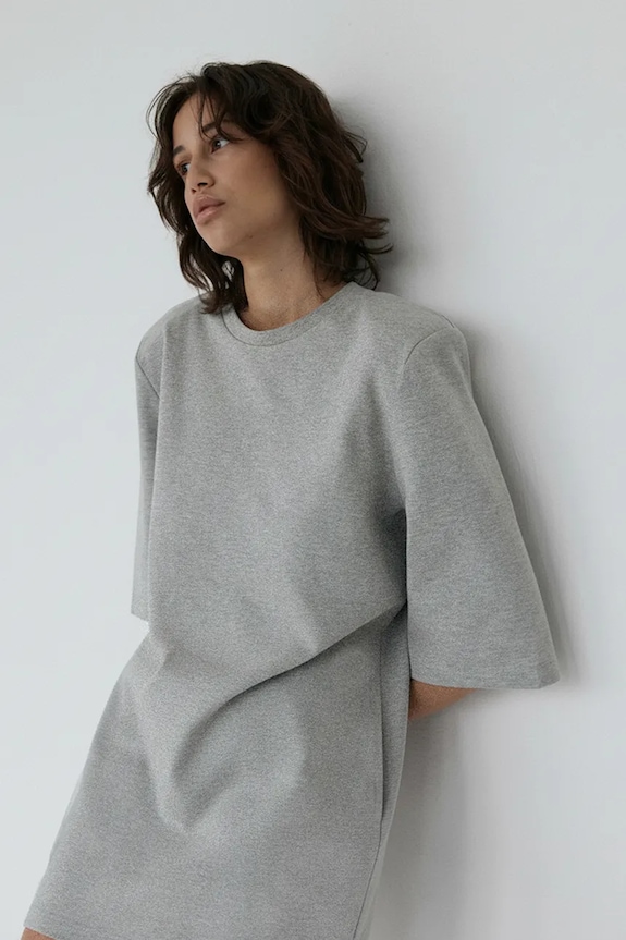 Muuv. oversized φόρεμα βαμβακερό AYA suk.krot.posze.ram.AYA γκρί ZS26