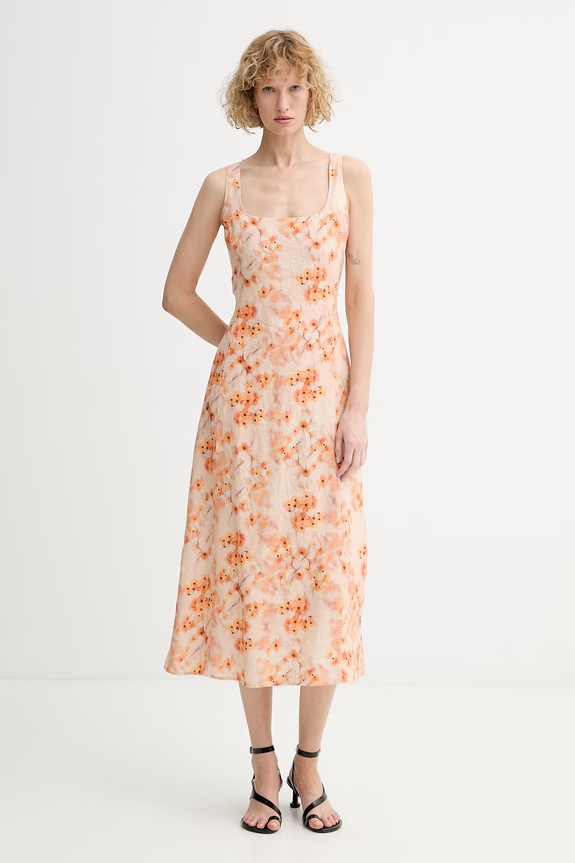Marc O'Polo rochie de vară din in portocaliu 5000014012