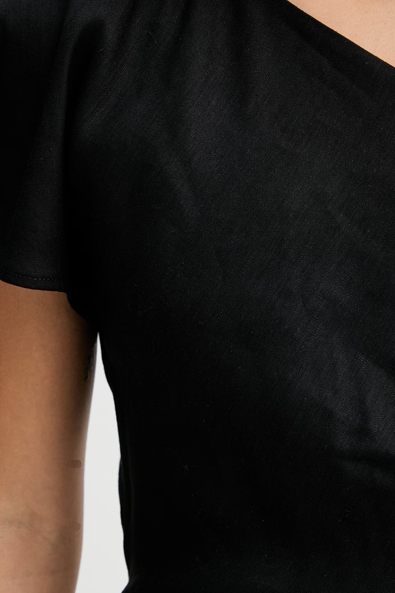 Marc O'Polo sukienka asymetryczna z lnem 5000014048 czarny