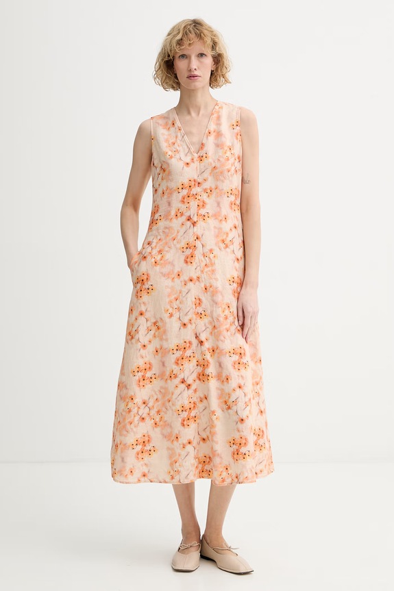 Marc O'Polo rochie de vară din in portocaliu 5000014995