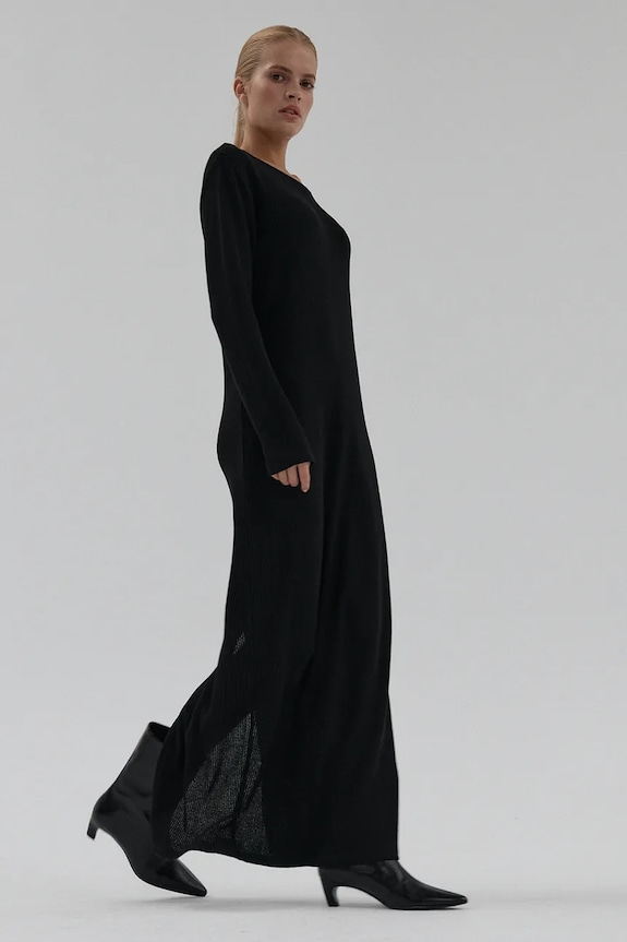 Muuv. rochie tricotată cu modal LUNN sukienka.LUNN negru ZS26