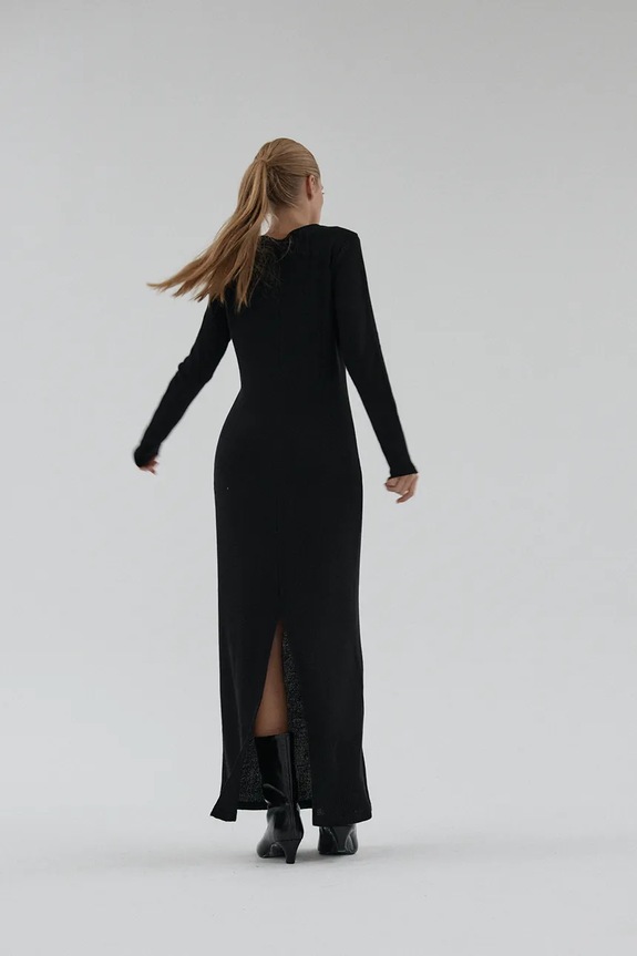 Muuv. rochie tricotată cu modal LUNN negru sukienka.LUNN