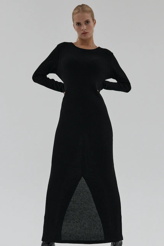 Muuv. rochie tricotată cu modal LUNN sukienka.LUNN negru