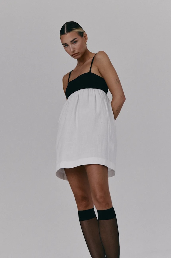 Muuv. rochie din bumbac DIJOU sukienka.krotka.DIJOU alb ZS26