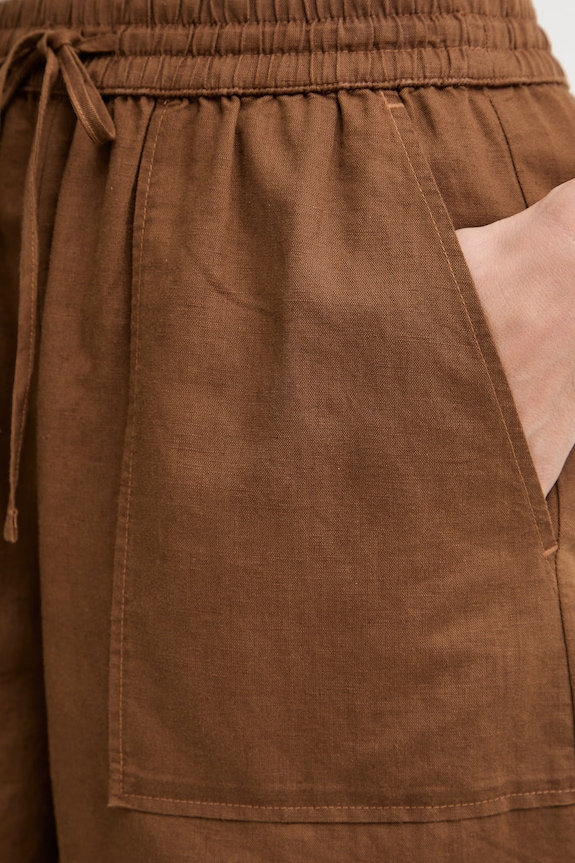 Marc O'Polo шорти жіночі з льоном коричневий 5000010127