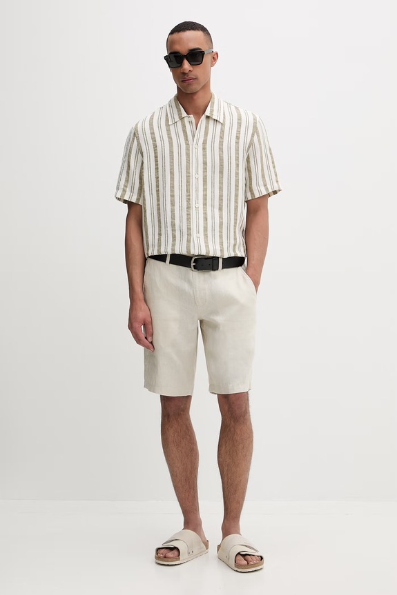 Marc O'Polo pantaloncini da uomo in lino 5000013930 beige ZS26