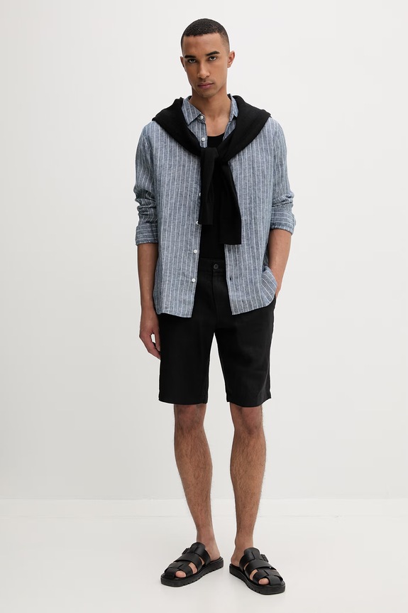 Marc O'Polo pantaloncini da uomo in lino 5000013930 nero ZS26