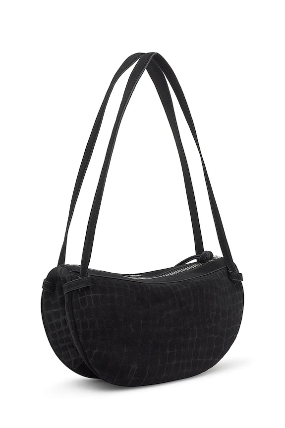 Tous torebka zamszowa Hombro Halfmoon 2002359051 czarny ZS26