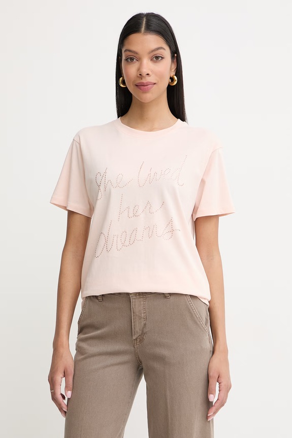 Silvian Heach tričko dámske bavlnené SEIPONE ružová GPP26412TS