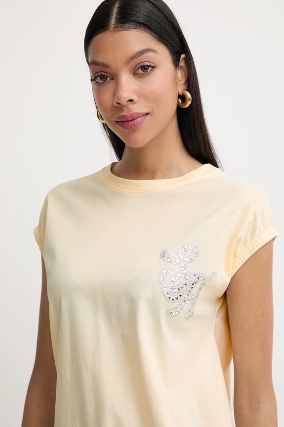 Silvian Heach tricou pentru femei, din bumbac WABAK bej GPP26102TS