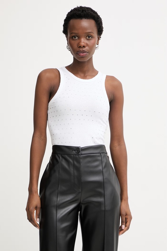 Silvian Heach top ženski z bombažem GOMPO bela GPP26311CN