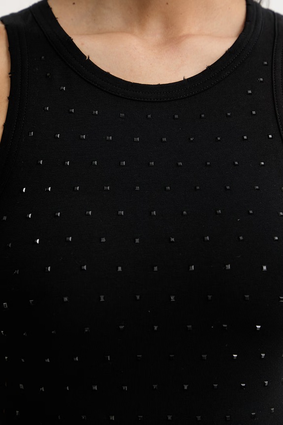 Silvian Heach top pentru femei, cu bumbac GOMPO GPP26311CN negru