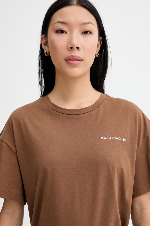 Marc O'Polo T-shirt damski bawełniany brązowy 5000009998