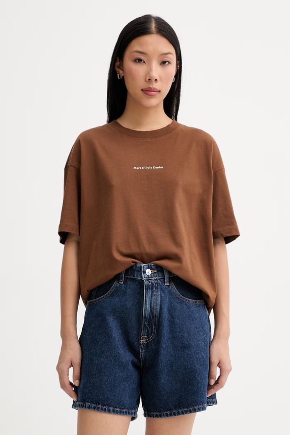 Odzież Marc O'Polo T-shirt damski bawełniany 5000010000 brązowy