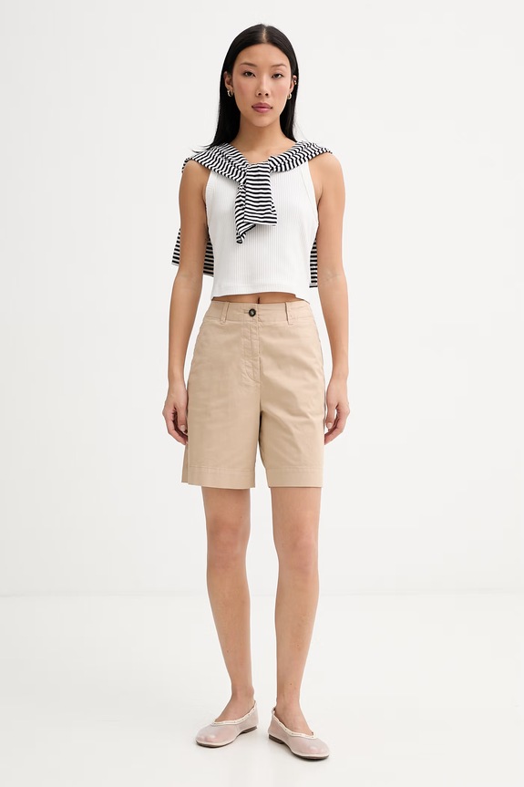 Marc O'Polo crop top pentru femei, din bumbac cu elastan 5000010006 alb ZS26