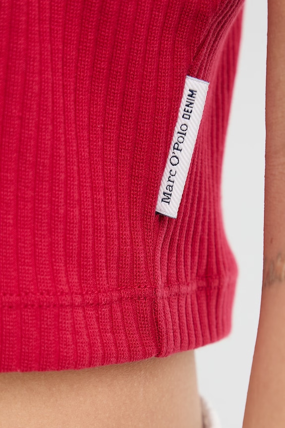 Marc O'Polo crop top damski bawełniany z elastanem 5000010006 czerwony