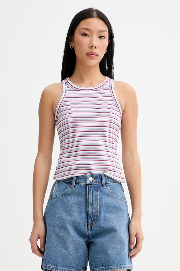 Marc O'Polo top damski z bawełną czerwony 5000010010