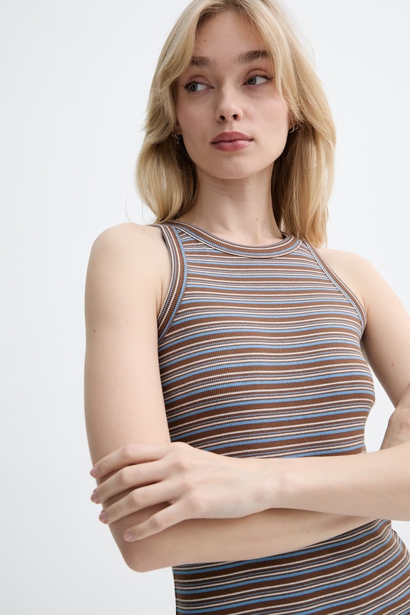 Marc O'Polo top damski z bawełny brązowy 5000010010