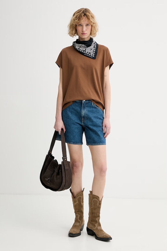 Marc O'Polo tricou pentru femei, din bumbac 5000009995 maro ZS26