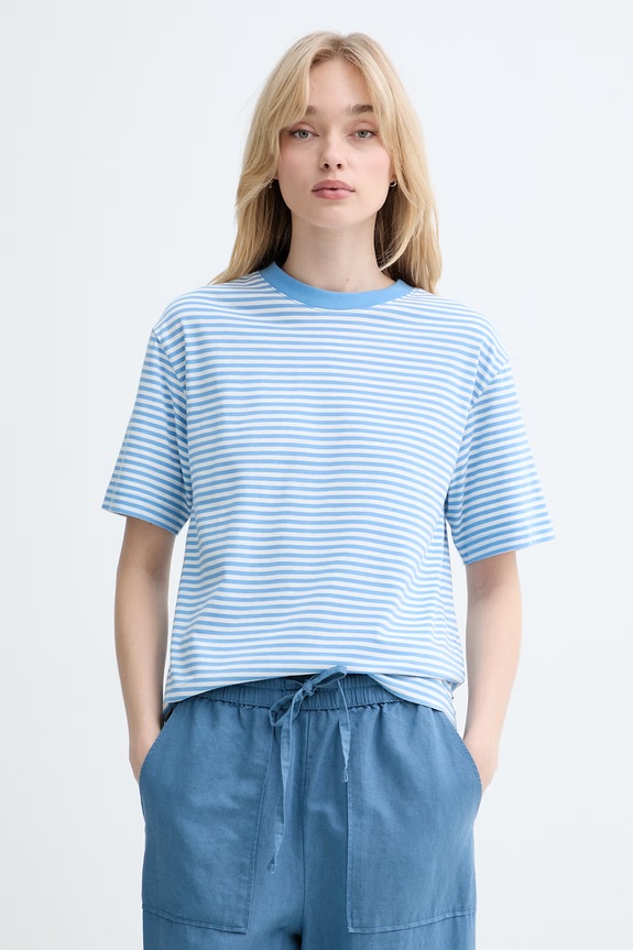 Marc O'Polo T-shirt damski bawełniany niebieski 5000010012
