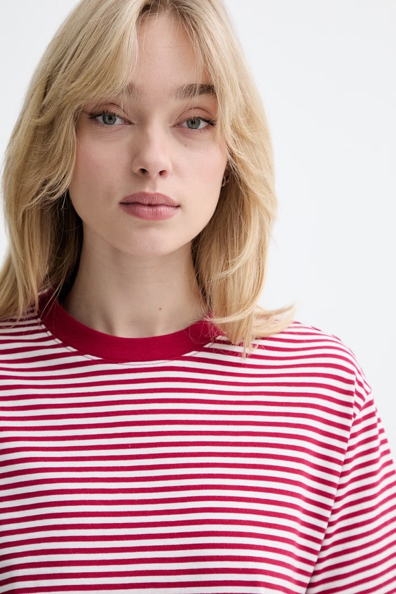 Marc O'Polo T-shirt damski bawełniany bordowy 5000010012