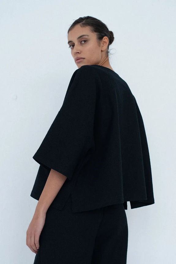 Muuv tricou pentru femei din bumbac MOAI longsleeve.MOAI negru ZS26