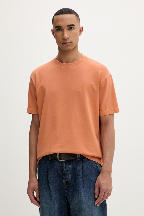 Marc O'Polo T-shirt basic męski bawełniany pomarańczowy 5000013956