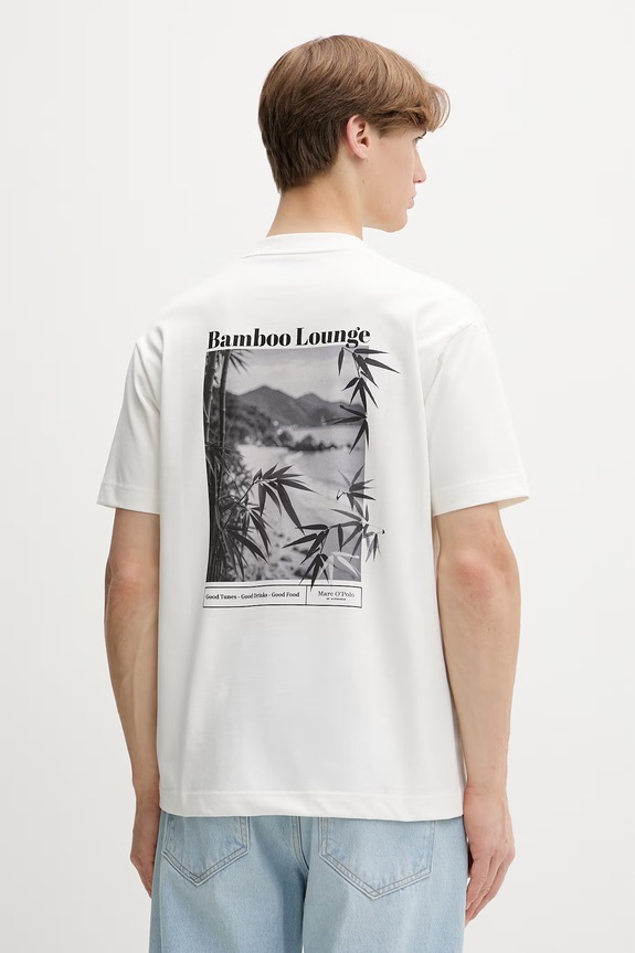 Marc O'Polo T-shirt męski bawełniany beżowy 5000013966