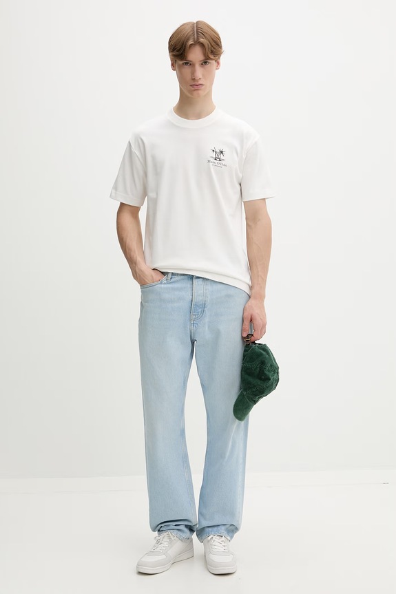 Marc O'Polo T-shirt męski bawełniany 5000013966 beżowy ZS26