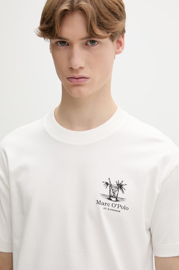 Marc O'Polo T-shirt męski bawełniany beżowy 5000013966