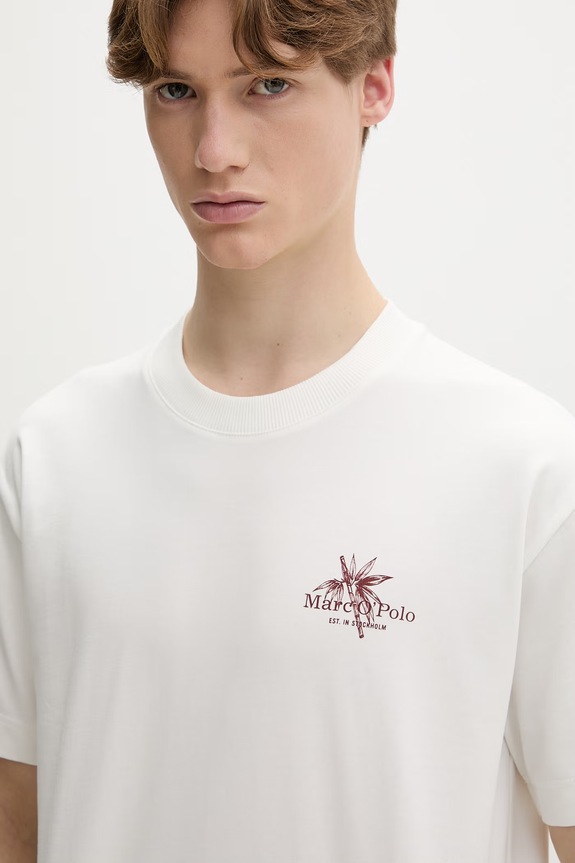 Marc O'Polo T-shirt męski bawełniany beżowy 5000013967