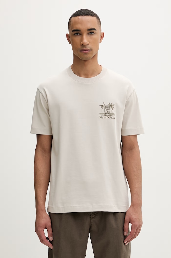 Marc O'Polo T-shirt męski bawełniany beżowy 5000013971