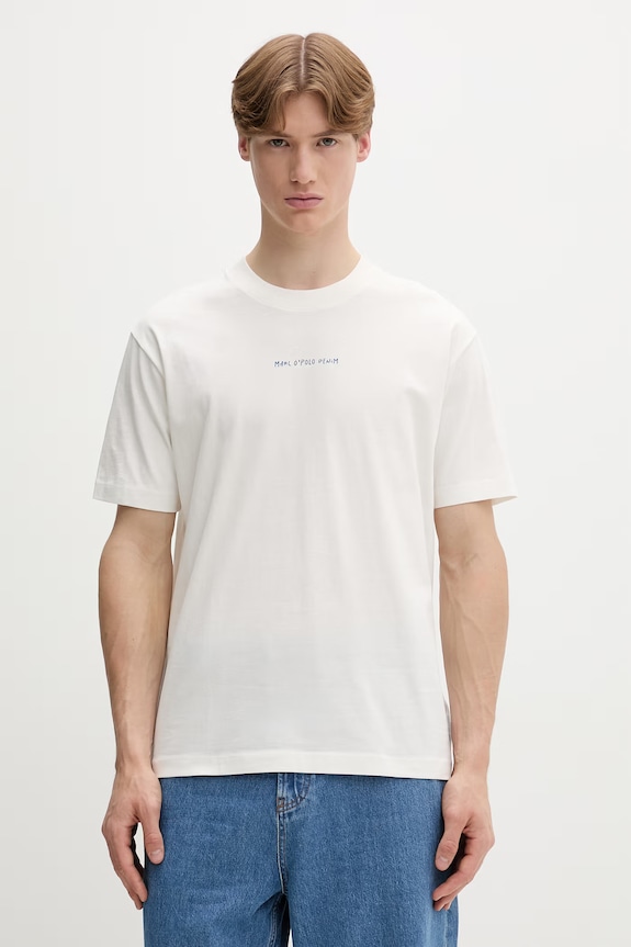 Marc O'Polo T-shirt męski bawełniany beżowy 5000010024