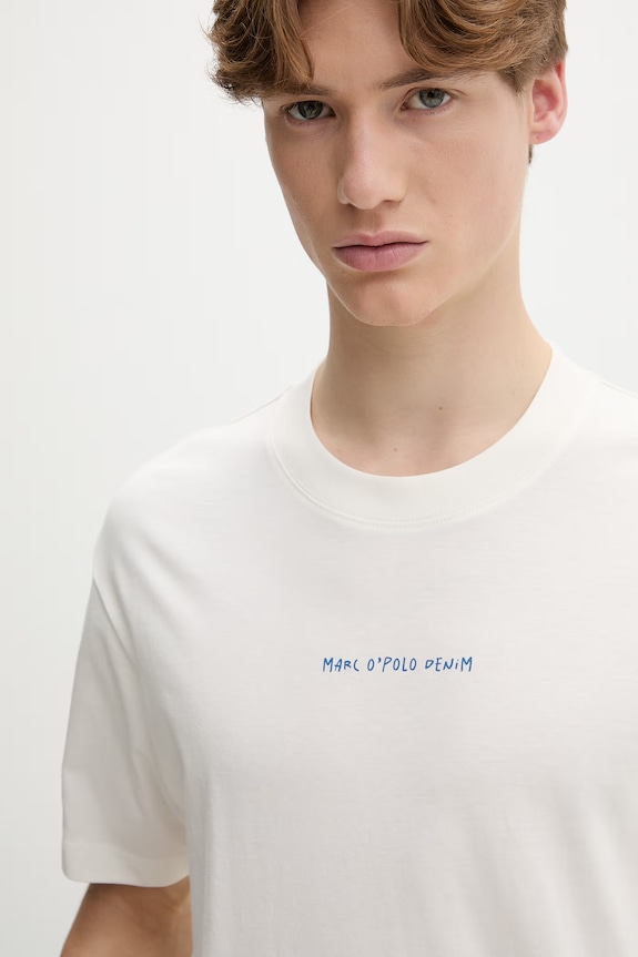 Marc O'Polo T-shirt męski bawełniany beżowy 5000010024