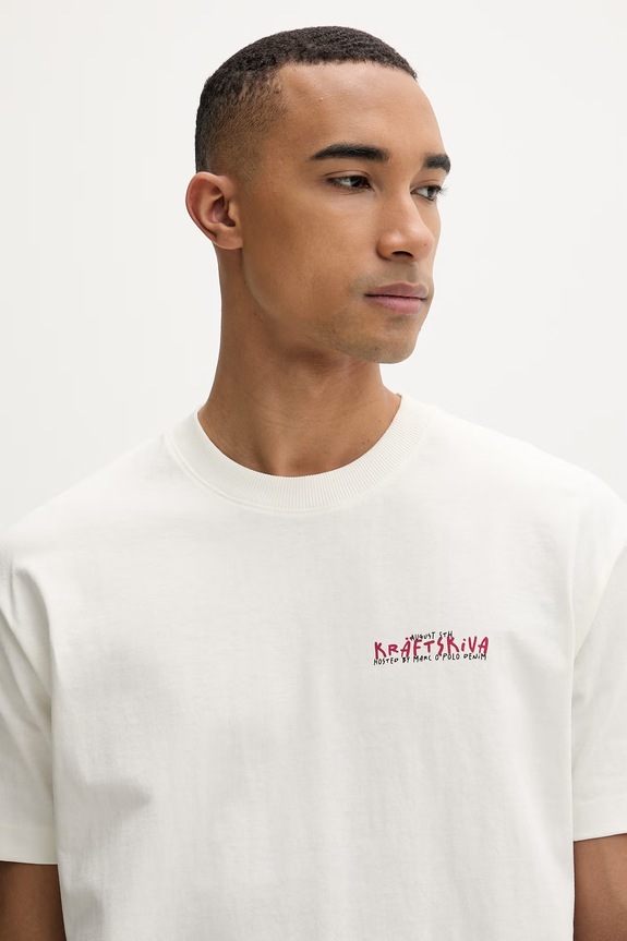 Marc O'Polo T-shirt męski bawełniany beżowy 5000010157