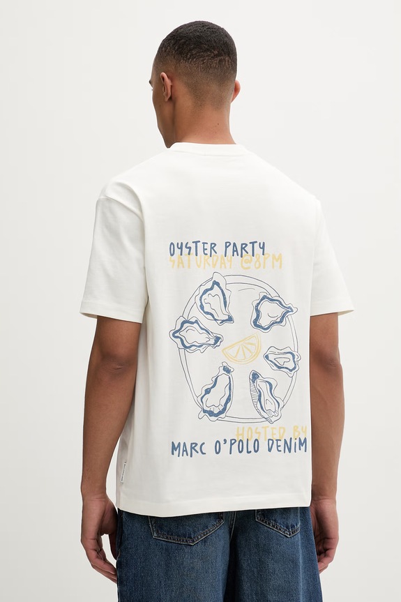 Marc O'Polo T-shirt męski bawełniany beżowy 5000010816