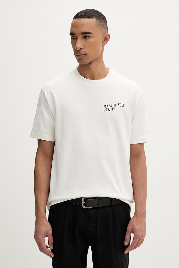 Odzież Marc O'Polo T-shirt basic męski bawełniany 5000010818 beżowy