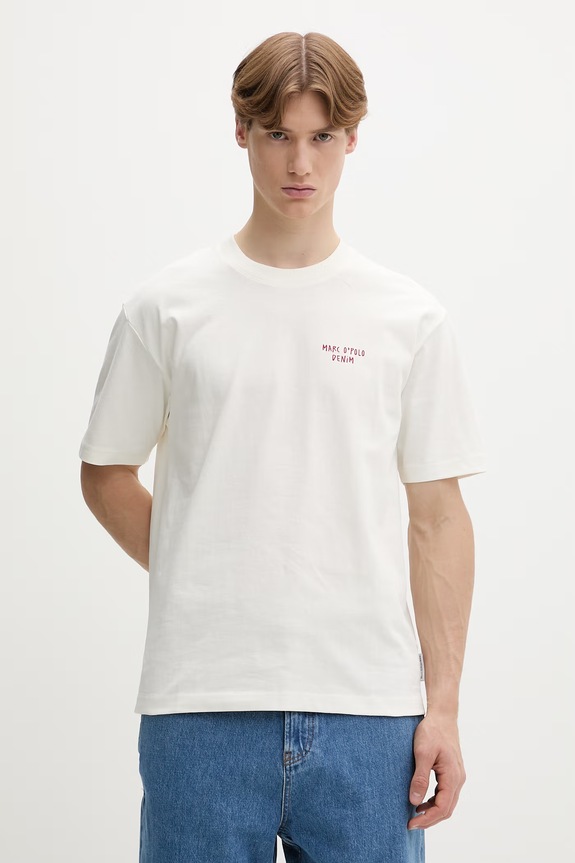 Odzież Marc O'Polo T-shirt męski bawełniany 5000010819 beżowy