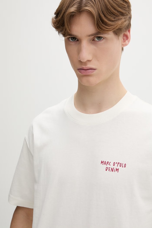 Marc O'Polo T-shirt męski bawełniany beżowy 5000010819