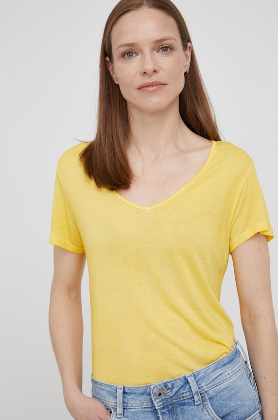 Frieda & Freddies t-shirt scollo a V giallo 7238