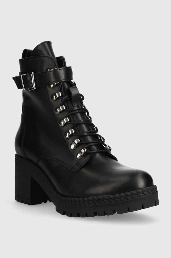 Wojas cizme de piele 6406551 negru ZW22