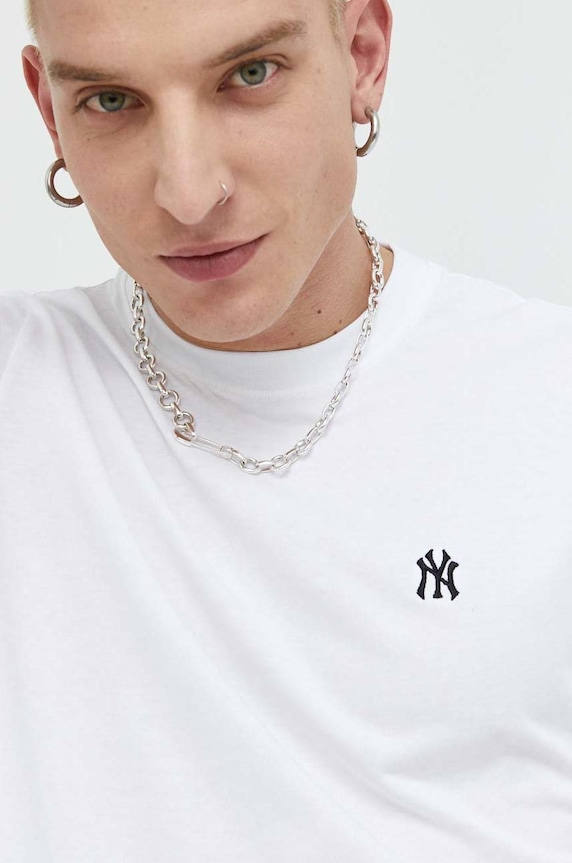Βαμβακερό μπλουζάκι 47 brand Mlb New York Yankees Shadow Original MLB New York Yankees BB017TEMBRT564977WW λευκό