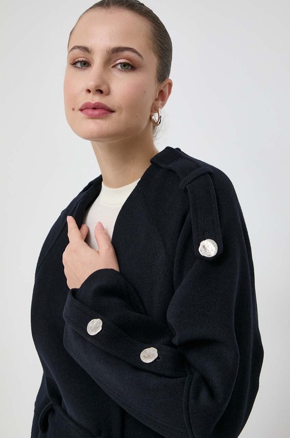 Beatrice B płaszcz wełniany 23FA2517VELOUR granatowy
