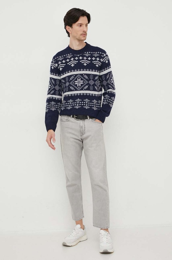Пуловер Blauer BLUM01405 тъмносин AW23