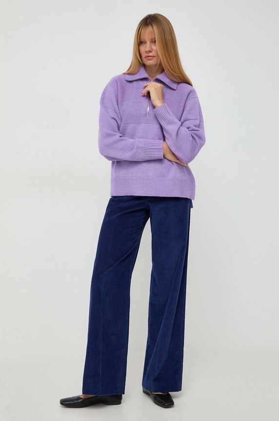 Вовняний светр Beatrice B 23FA8426WOOL фіолетовий ZW23