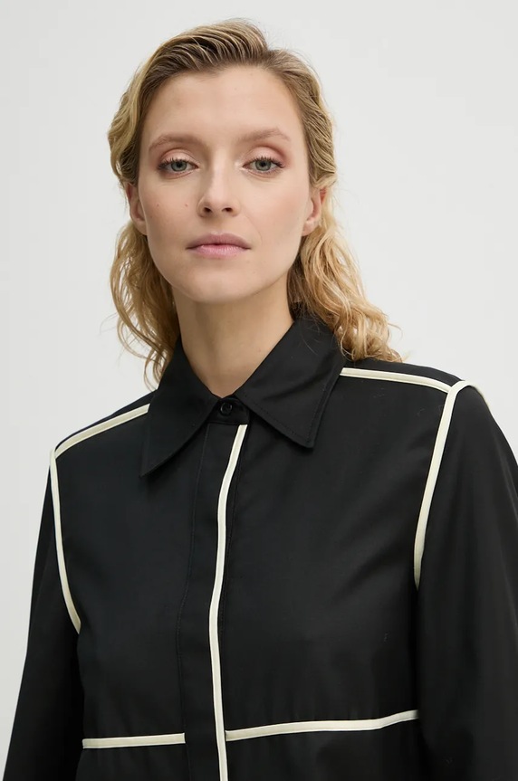 Μάλλινο πουκάμισο Day Birger et Mikkelsen Tessa - Refined Suiting Blend μαύρο DAY65243500