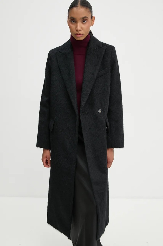 Day Birger et Mikkelsen palton din lana Franka - Fuzzy Autumn cu captuseala negru DAY65243395