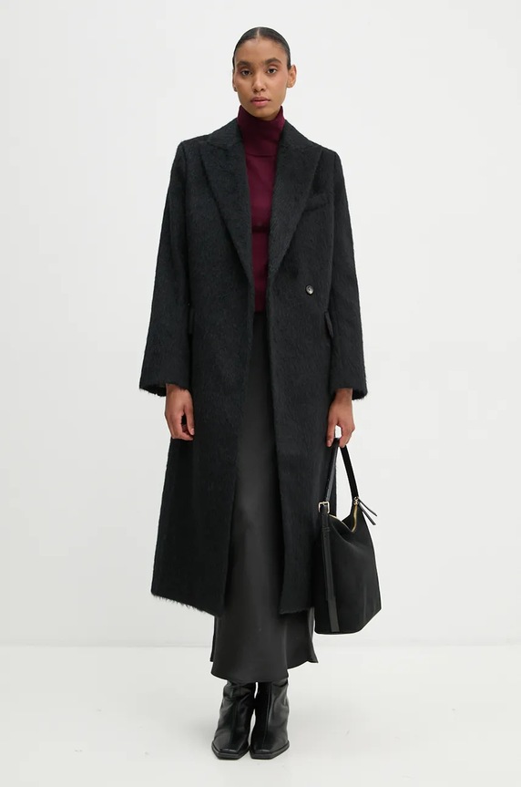 Day Birger et Mikkelsen palton din lana Franka - Fuzzy Autumn DAY65243395 negru ZW24