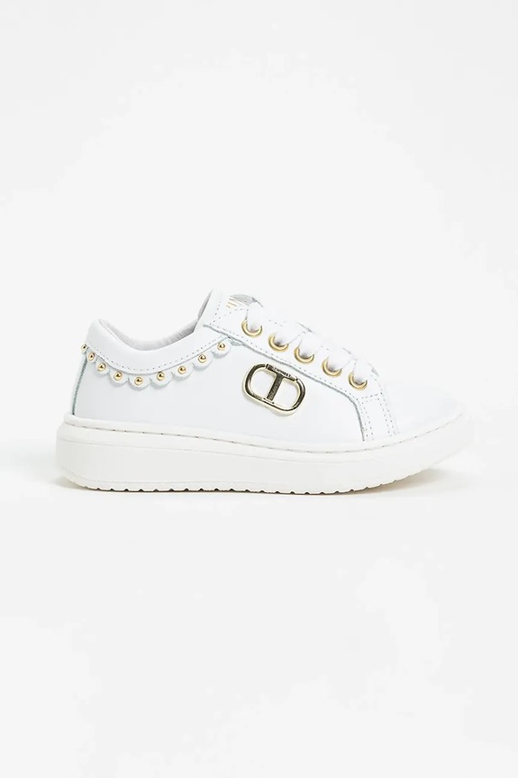 Twinset sneakersy skórzane dziecięce niska biały 251GCJ050.35.40